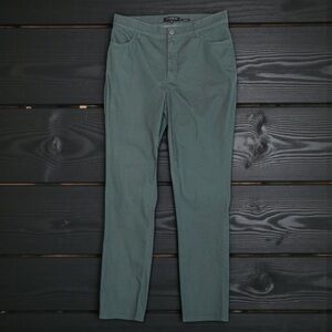 Lafayette 148 Thompson Pants Womens Sz 8 Green Coated Waxed Ankle Jeans Slim EUC
